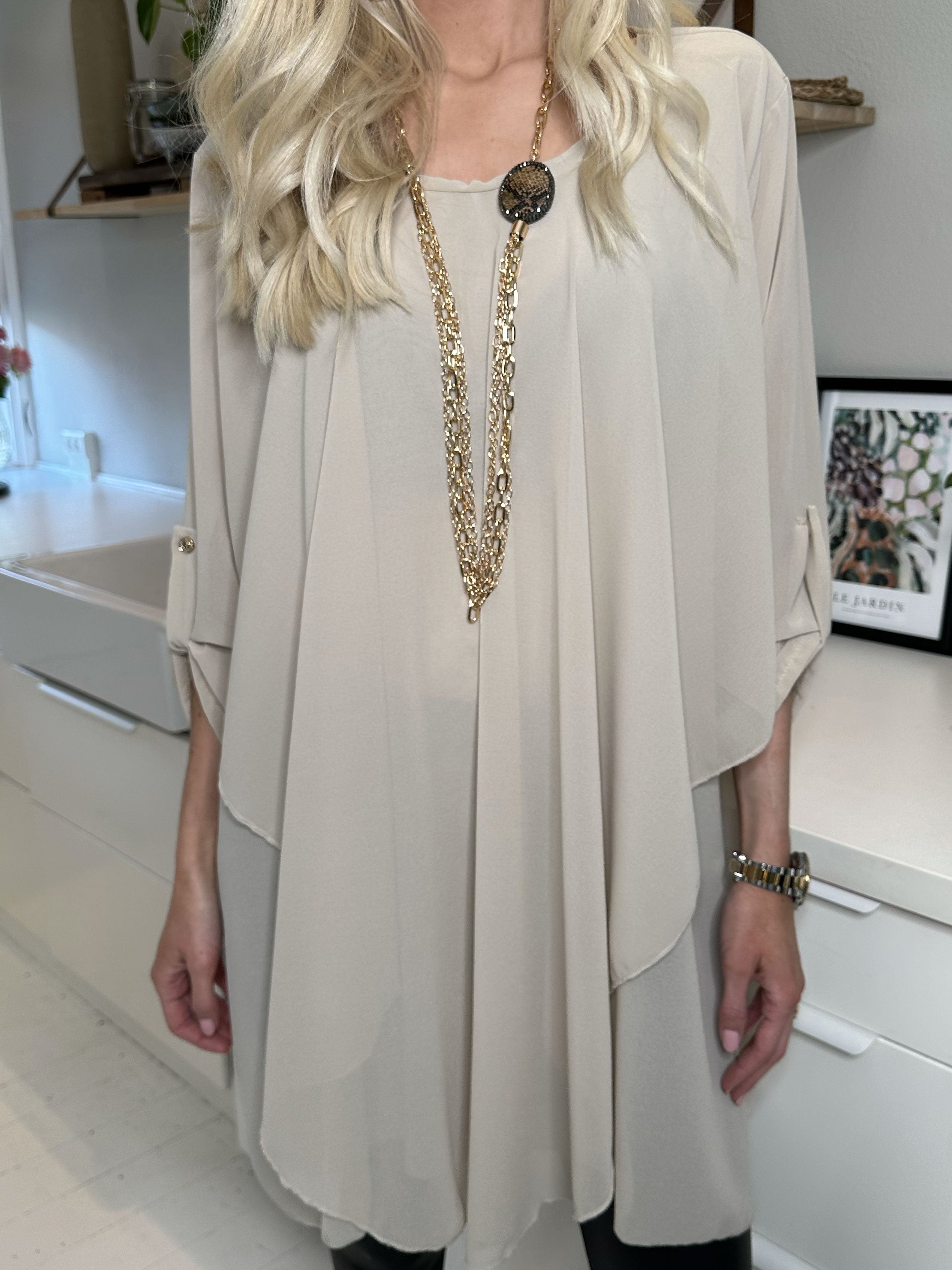 Wanda long sleeve - Tunikakjole i chiffon